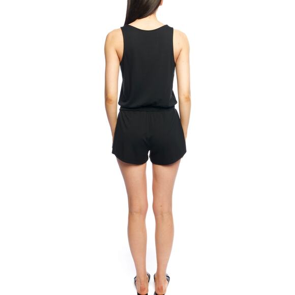 LBLC the Label Lauren Romper Drawstring Waist Pockets Black M - Picture 3 of 16